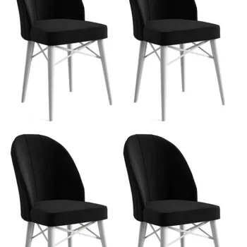 Set de scaune, Charlotte, Ritim, Metal, Alb/Negru imagine