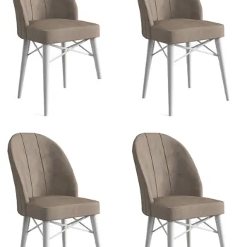 Set de scaune, Charlotte, Ritim, Metal, Cappuccino / Alb imagine