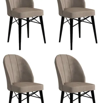 Set de scaune, Charlotte, Ritim, Metal, Cappuccino / Negru imagine