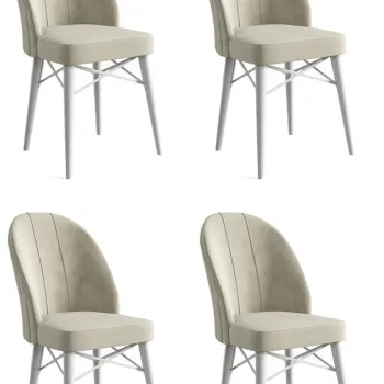 Set de scaune, Charlotte, Ritim, Metal, Crem/Alb imagine