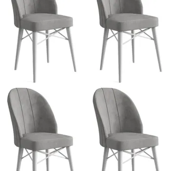 Set de scaune, Charlotte, Ritim, Metal, Gri/Alb imagine