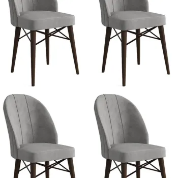 Set de scaune, Charlotte, Ritim, Metal, Gri/Maro imagine