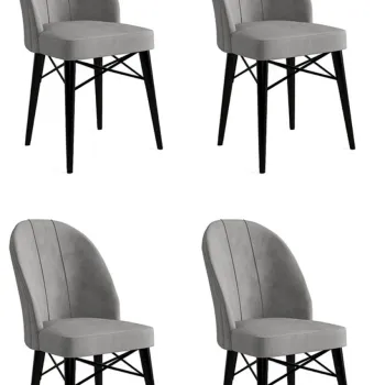 Set de scaune, Charlotte, Ritim, Metal, Gri/Negru imagine