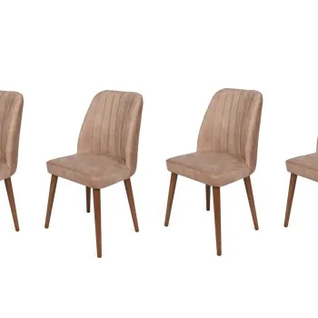 Set de scaune, Nmobb, Alfa-463 V4, Metal , Bej / Nuc imagine