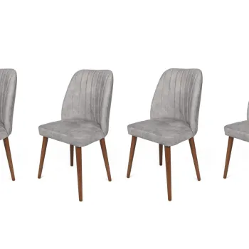 Set de scaune, Nmobb, Alfa-468 V4, Metal , Gri/Nuc imagine