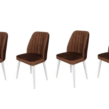 Set de scaune, Nmobb, Alfa-496 V4, Metal , Maro/Alb imagine