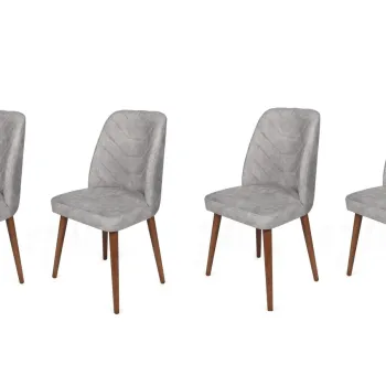 Set de scaune, Nmobb, Dallas-554 V4, Metal, Gri/Nuc imagine