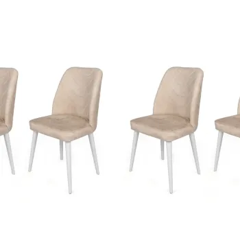 Set de scaune, Nmobb, Dallas-580 V4, Metal, Bej/Alb imagine
