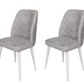 Set de scaune, Nmobb, Dallas-584 V2, Lemn, Gri/Alb imagine