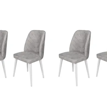 Set de scaune, Nmobb, Dallas-584 V4, Metal, Gri/Alb imagine