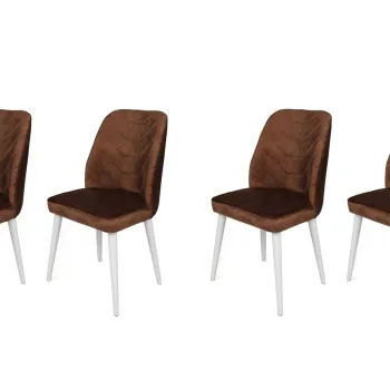 Set de scaune, Nmobb, Dallas-586 V4, Metal, Maro/Alb imagine