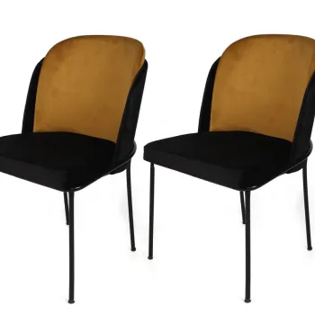 Set de scaune, Nmobb, Dore-142 V2, Metal, Mustar / Negru imagine