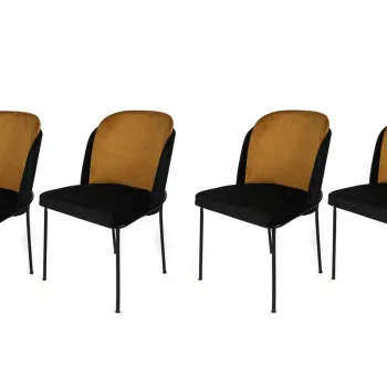 Set de scaune, Nmobb, Dore-142 V4, Metal, Mustar / Negru imagine