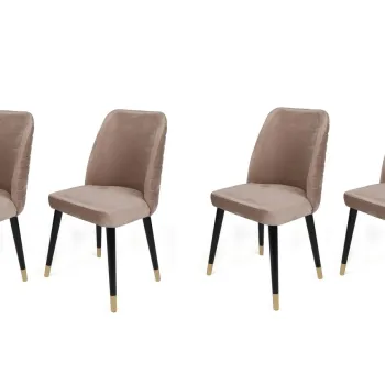 Set de scaune, Nmobb, Hugo-364 V4, Metal, Bej / Negru / Auriu imagine