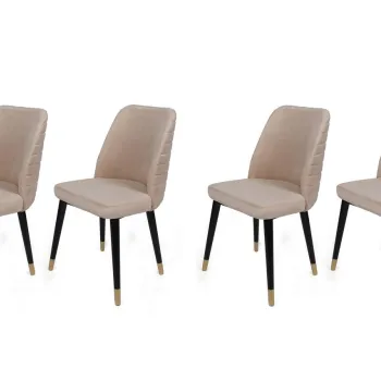 Set de scaune, Nmobb, Hugo-367 V4, Metal, Crem / Negru / Auriu imagine