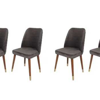 Set de scaune, Nmobb, Hugo-381 V4, Metal, Antracit / Nuc / Aur imagine