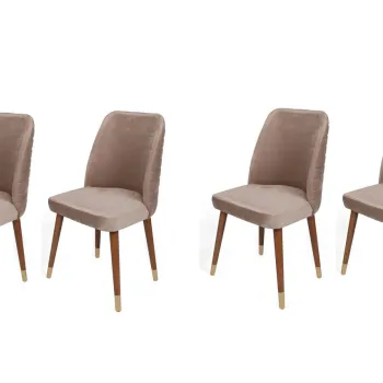 Set de scaune, Nmobb, Hugo-384 V4, Metal, Bej / Nuc / Auriu imagine