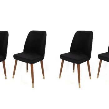 Set de scaune, Nmobb, Hugo-386 V4, Metal, Negru / Nuc / Auriu imagine