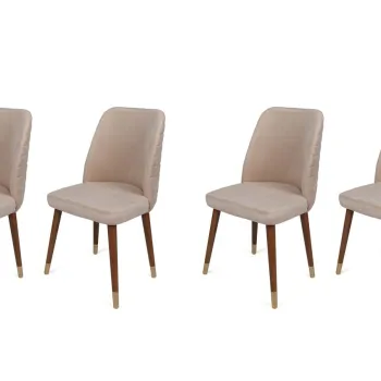 Set de scaune, Nmobb, Hugo-387 V4, Metal, Crem / Aur imagine