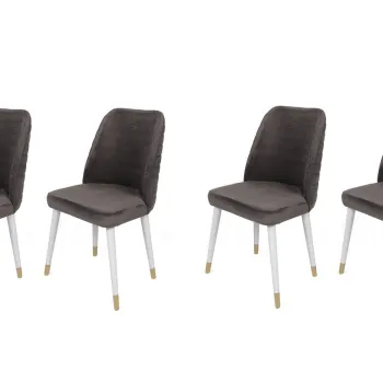 Set de scaune, Nmobb, Hugo-401 V4, Metal, Antracit / Alb / Auriu imagine