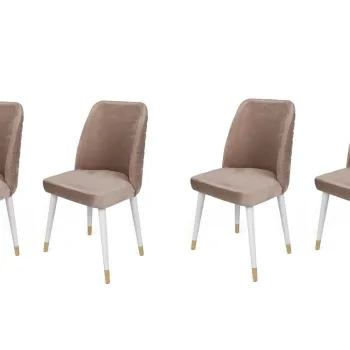 Set de scaune, Nmobb, Hugo-404 V4, Metal, Bej / Alb / Auriu imagine