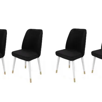 Set de scaune, Nmobb, Hugo-406 V4, Metal, Negru / Alb / Auriu imagine