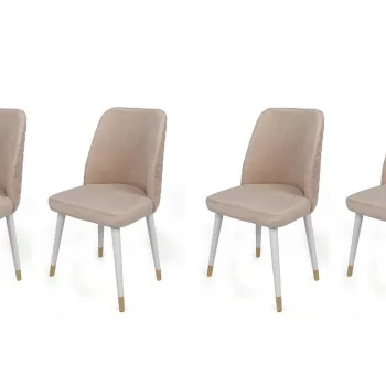 Set de scaune, Nmobb, Hugo-407 V4, Metal, Crem / Alb / Auriu imagine