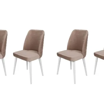 Set de scaune, Nmobb, Tutku-324 V4, Metal, Bej/Alb imagine