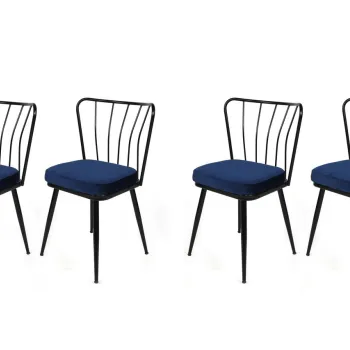 Set de scaune, Nmobb, Yildiz-944 V4, Metal, Albastru inchis / Negru / imagine