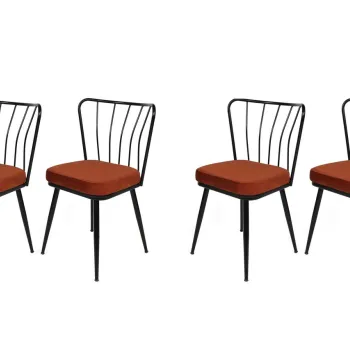 Set de scaune, Nmobb, Yildiz-945 V4, Metal, Tigla Rosu/Negru imagine