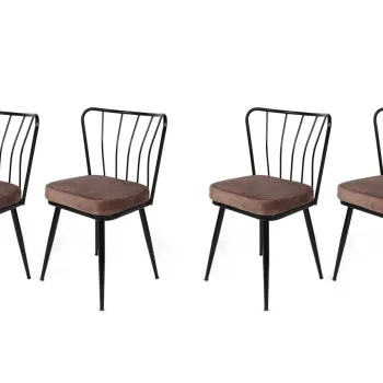 Set de scaune, Nmobb, Yildiz-947 V4, Metal, Maro deschis / Negru imagine