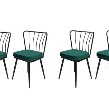 Set de scaune, Nmobb, Yildiz-951 V4, Metal, Verde/Negru imagine