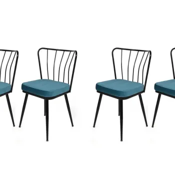 Set de scaune, Nmobb, Yildiz-952 V4, Metal, Albastru/Negru imagine