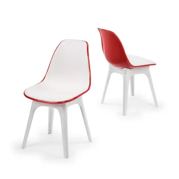 Set de scaune, Tilia, Eos-P, Polipropilena, Rosu/Alb imagine