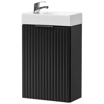 Set dulap de baie cu lavoar, 40 cm, Adel Black, Comad, MDF/PAL laminat, negru mat imagine