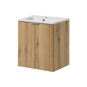Set dulap de baie cu lavoar, 50 cm D Dance, Nova Oak, Comad, PAL laminat, stejar coast evoke imagine