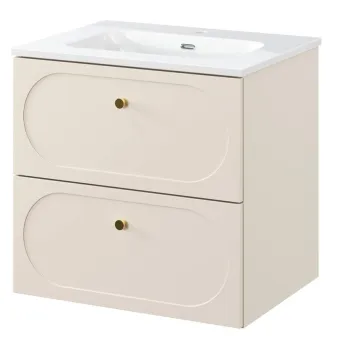Set dulap de baie cu lavoar, 60 cm, Donna Sand, Comad, MDF/PAL laminat, nisipiu imagine