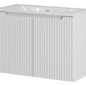 Set dulap de baie cu lavoar, 80 cm D Sky, Nova White, Comad, MDF/PAL laminat, alb mat imagine