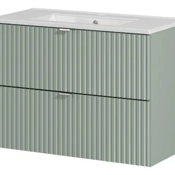 Set dulap de baie cu lavoar, 80 cm S Dance, Line Reed Green, Comad, MDF/PAL laminat, verde reed imagine