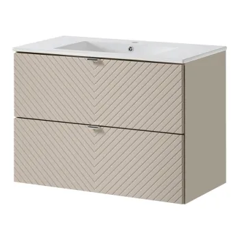 Set dulap de baie cu lavoar, 80 cm S Dance, Viva Cashmere, Comad, MDF/PAL laminat, casmir mat imagine