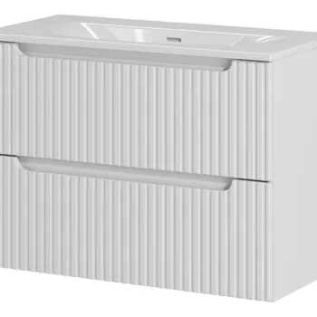 Set dulap de baie cu lavoar, 80 cm S Sky, Nova White, Comad, MDF/PAL laminat, alb mat imagine