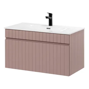 Set dulap de baie cu lavoar, 80 cm Sky, Iconic Rose, Comad, MDF, roz antic imagine