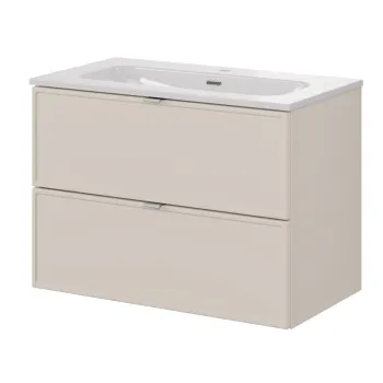 Set dulap de baie cu masca lavoar, 80 cm, Bella Cashmere, Comad, MDF/PAL laminat, casmir mat imagine