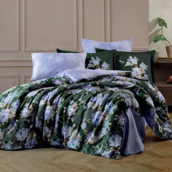 Set exclusivist de huse de pilota din satin (DE), L'essentiel Maison, Adriana, Green / Light Blue / Brown imagine