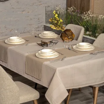 Set fata de masa (2 Pieces), L'essentiel Maison, Iasomie 220, Poliester, Bej imagine