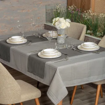 Set fete de masa 2 piese, Jasmine 160 - Grey, Cotton Box, Poliester imagine