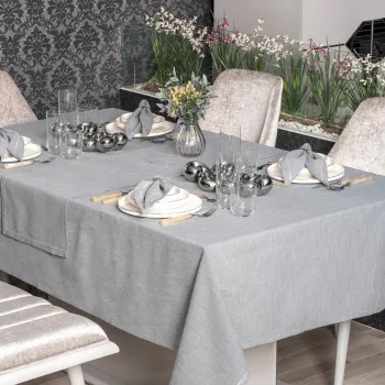 Set fete de masa 8 piese, Pera - Grey, Cotton Box, 90% POLIESTER/10% BUMBAC imagine