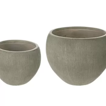 Set ghivece pentru exterior 2 piese Brush, Bizzotto, O51 x 39 cm, fibra de sticla, verde sage imagine