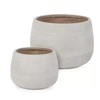 Set ghivece pentru exterior 2 piese Rigo, Bizzotto, O55 x 37 cm, fibra de lut, bej imagine