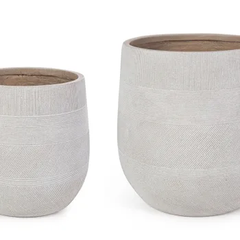Set ghivece pentru exterior 2 piese Rigo, Bizzotto, O57 x 57 cm, fibra de lut, bej imagine